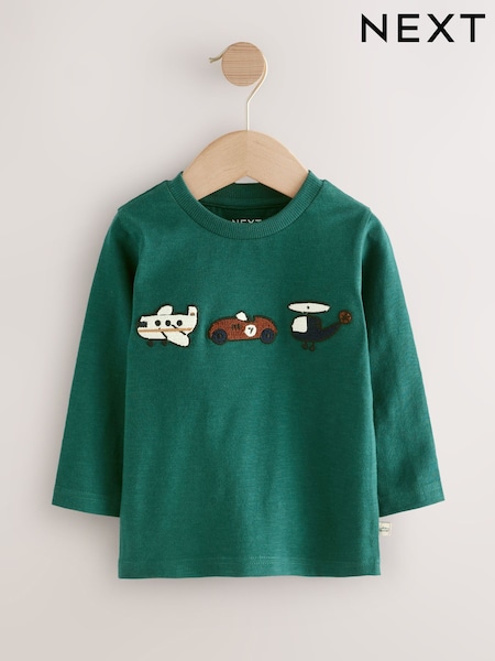 Green Transport Long Sleeve Appliqué T-Shirt (3mths-7yrs) (F33960) | €12 - €14