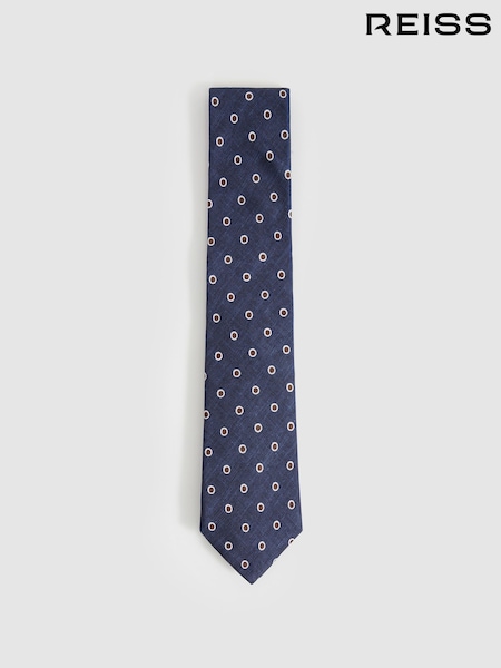 Marineblau - Reiss Graziano Silk Polka Dot Print Tie (F33970) | 104 €