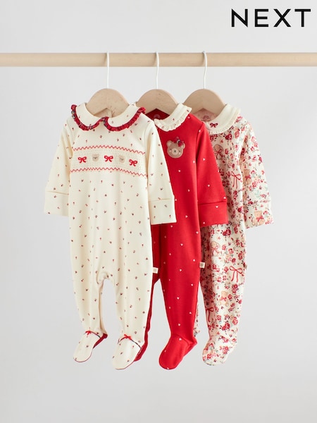 Red bow bear - Baby Sleepsuits 3 Pack (0mths-2yrs) (F34057) | 29 € - 32 €