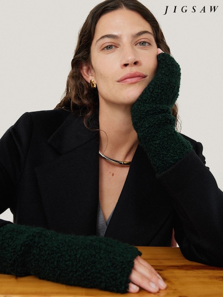 Jigsaw Green Boucle Gloves (F34066) | €63