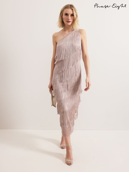 Phase Eight Brown Amity Fringe Dress (F34130) | ₪950