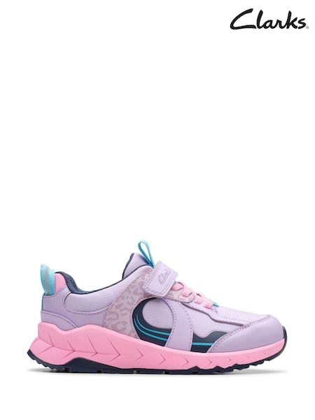 Clarks Purple Standard Fit (F) Older Girls Combi Selva Hero Shoes (F34177) | €53 - €56