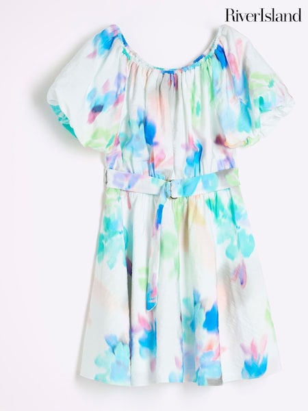 River Island White Girls Blur Santorini 100% Cotton Dress (F34198) | €37