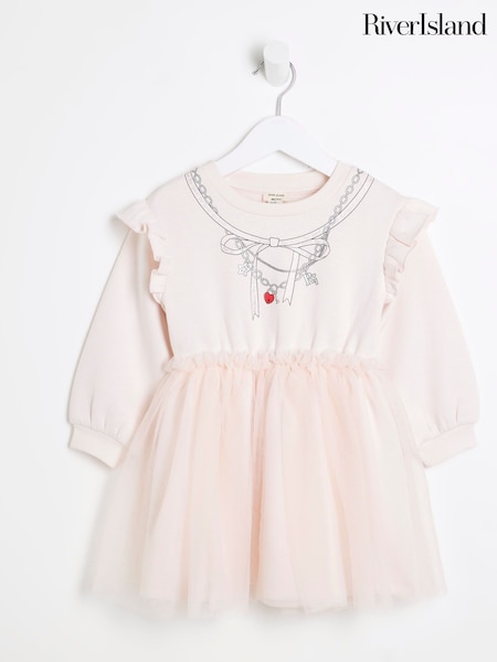 River Island Pink Girls Tutu Necklace Sweat Dress (F34199) | €30