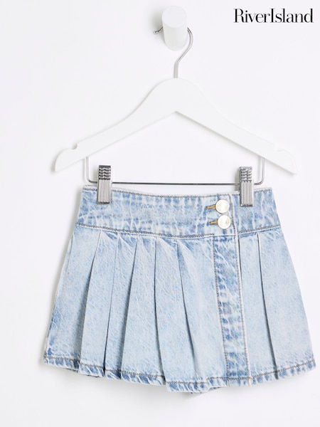 River Island Girls Denim Pleated 100% Cotton Skort (F34218) | ‏91‏₪