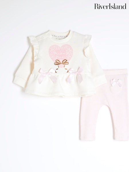 River Island Baby Girls Peplum Heart Sweat Set (F34226) | ‏111‏₪
