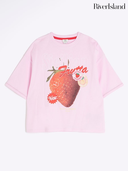 River Island Girls Strawberry 100% Cotton T-Shirt (F34237) | €22