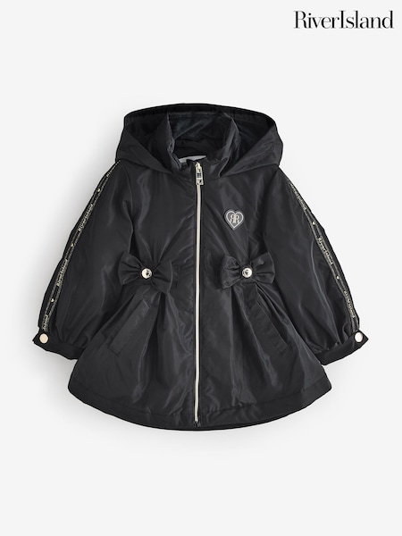 River Island Black Girls Cinched Frill Raincoat (F34240) | €52