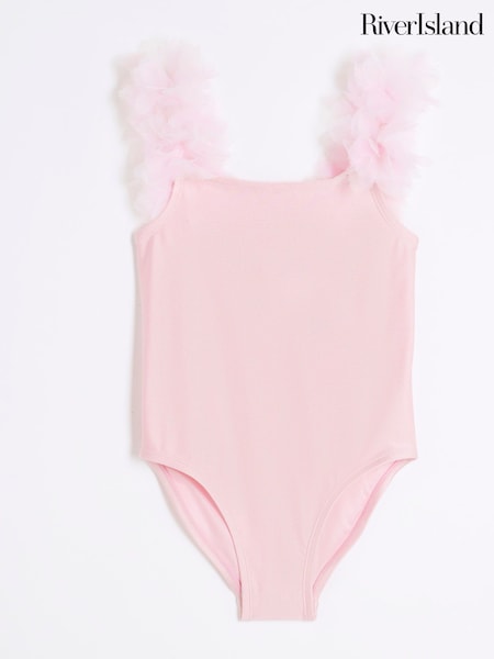 River Island Pink Girls 3D Flower Swimsuit (F34244) | R$ 180