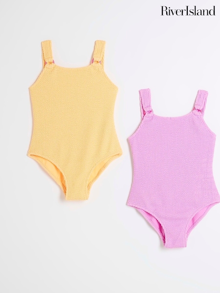 River Island Yellow Girls Swimsuits 2 Pack (F34246) | €37
