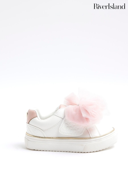 River Island White Girls Organza Bow Trainers (F34255) | €29