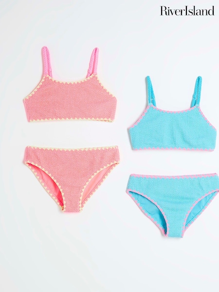 River Island Girls Crinkle Textured Bikinis 2 Pack (F34267) | ‏131‏₪