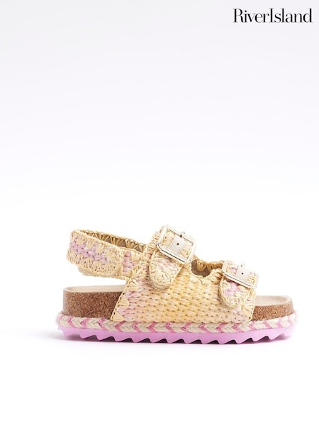 River Island Pink Girls Ombre Raffia Sandals (F34273) | €29