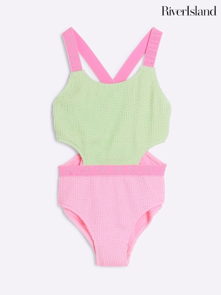 River Island Green Girls Colournblock Swimsuit (F34275) | €21