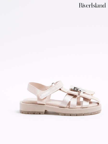 وردي - River Island Girls Bow Fisherman Sandals (F34289) | ‏148 ر.س.‏