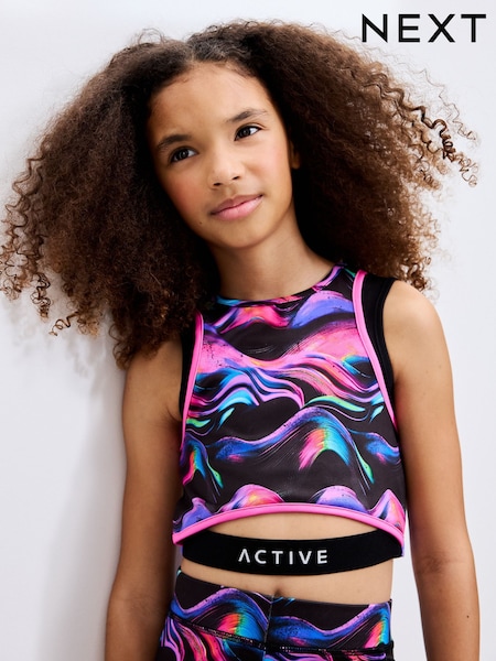 Black/Pink Wave Sports Crop Top (5-16yrs) (F34303) | €13 - €19.50