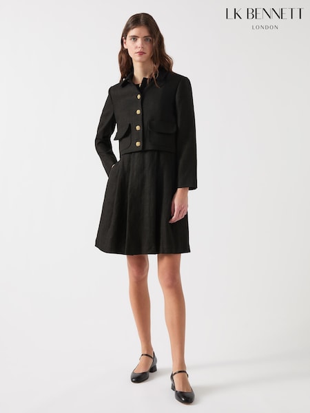 LK Bennett Black Lydia Linen Cropped Jacket (F34340) | €499