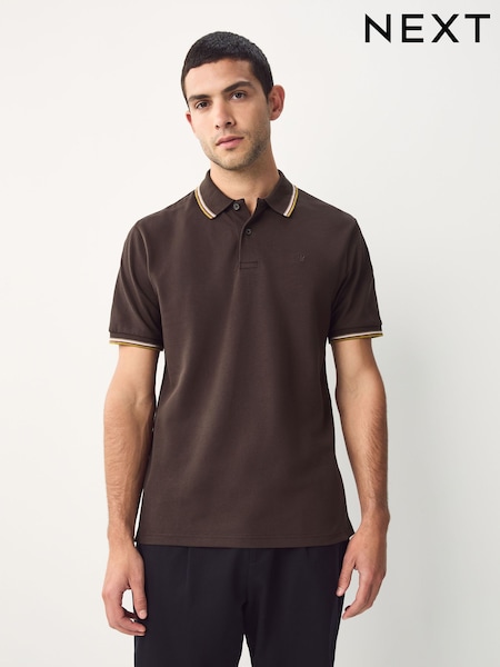 Maro - Tricou polo cu mânecă scurtă, croială clasică, cu dungi la margini (F34359) | 135 LEI