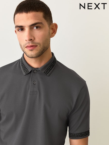 Grey Short Sleeve Smart Collar Polo Shirt (F34363) | €36