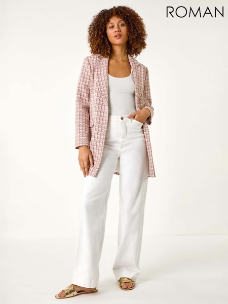 Roman Check Single Breasted Boucle Jacket (F34394) | €93