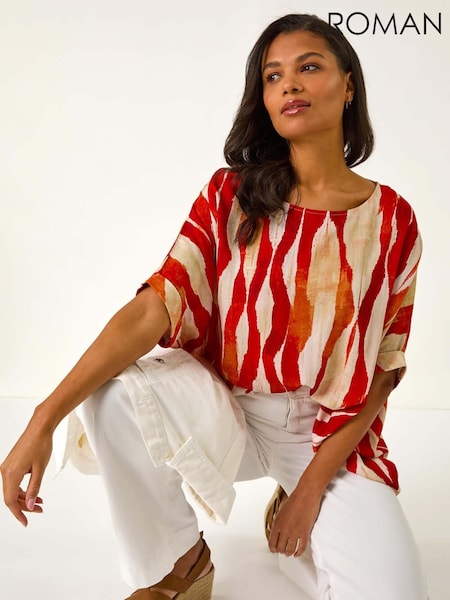 Roman Red Abstract Buttoned Top (F34395) | 1,923 UAH