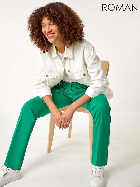 Roman Green Cotton Full Length Stretch Trousers (F34405) | 2,403 UAH