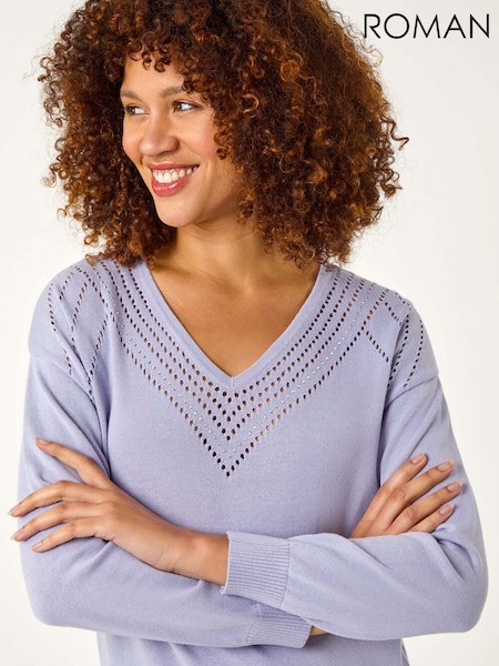 Roman Border Hotfix V-Neck Jumper (F34415) | €71