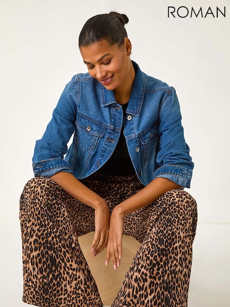 Roman Brown Animal Print Stretch Trousers (F34416) | €40