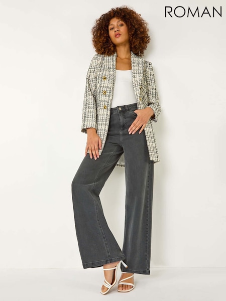 Roman Longline Checkered Boucle Jacket (F34427) | ‏440‏₪