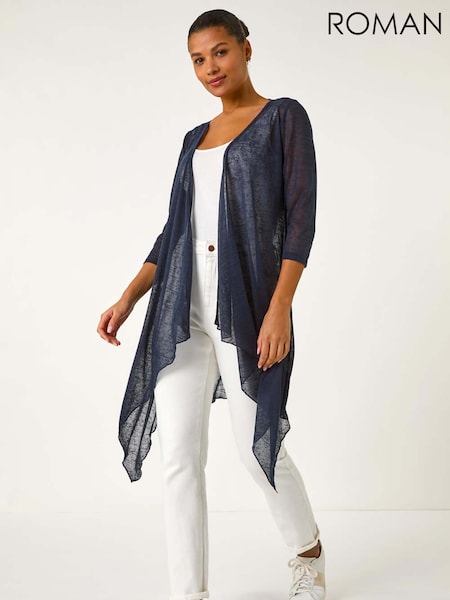 Синий - Roman Longline Waterfall Cardigan (F34455) | €42