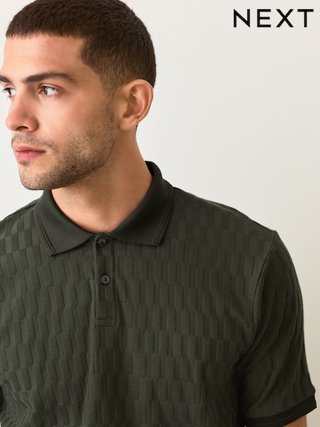 Olive Green Regular Fit Smart Quarter Zip Polo Shirt (F34474) | €39