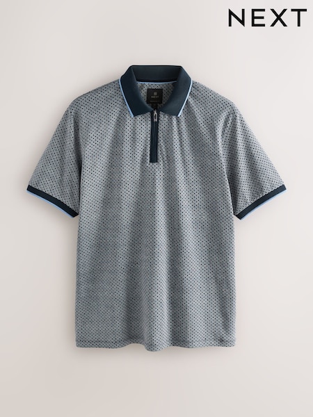 Blue Navy Geo Short Sleeve Print Polo Shirt (F34537) | AED122