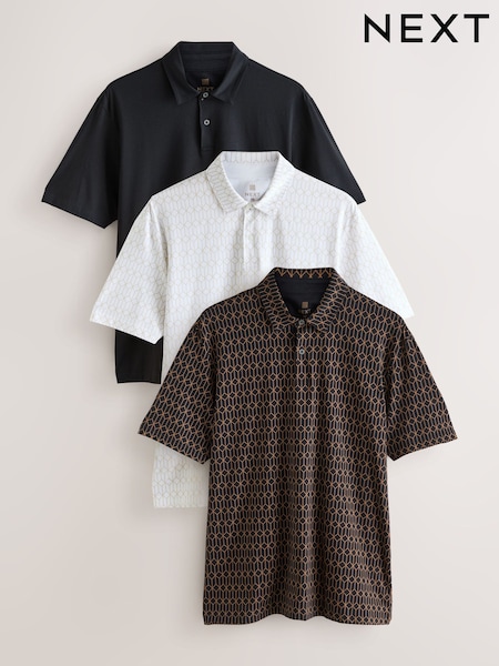 Black/Gold/White Regular Fit Short Sleeve Jersey Polo Shirts 3 Pack (F34548) | 1,960 UAH