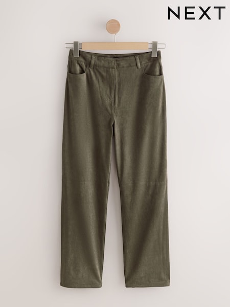 Khaki Green Suedette Straight Leg Trousers (F34558) | R$ 365