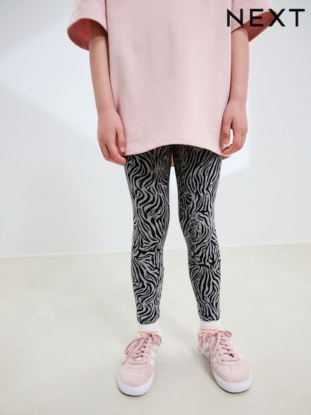 Zebra Grey Animal Print Leggings (3-16yrs) (F34663) | €7 - €13