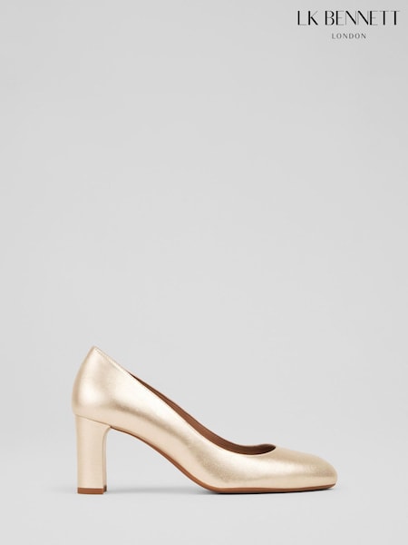 LK Bennett Winola Metallic Suede Round Toe Block Courts (F34689) | 305 €