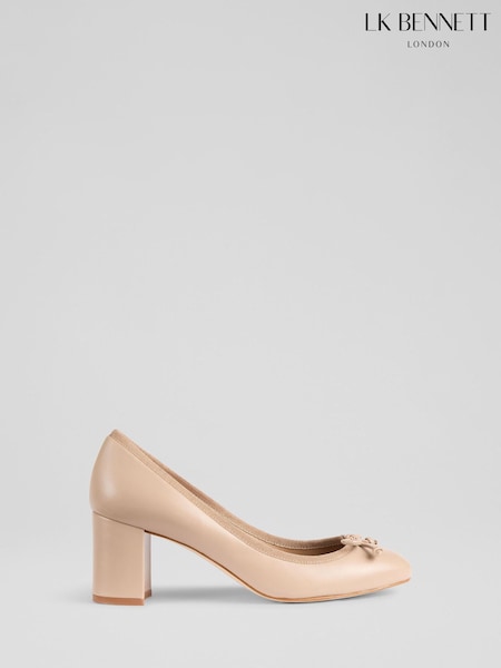LK Bennett Natural Juliette Fawn Nappa Leather High Heel Grosgrain Ballerina Courts (F34691) | 16,762 UAH