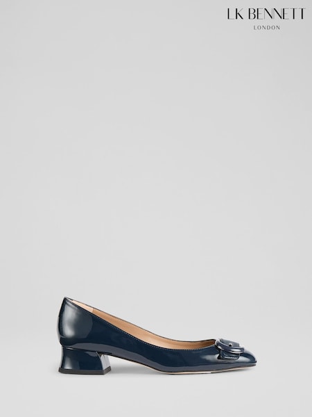 LK Bennett Blue Cici Iris Patent Casual Resin Buckle Courts (F34698) | €428