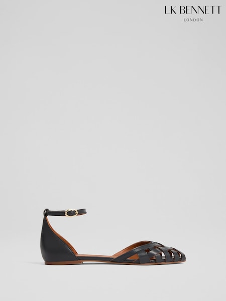 LK Bennett Bianca Marine Nappa Leather Plaited Front Dorsay Shoes (F34702) | ‏1,001‏₪