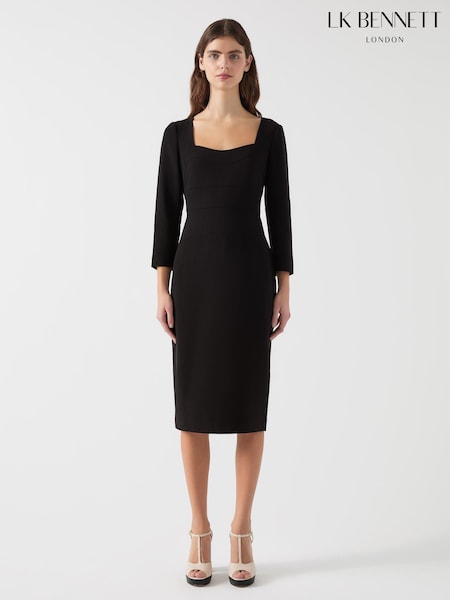 LK Bennett Black Altyn Crepe Shaped Seam Fitted Crepe Dress (F34704) | 17,964 UAH