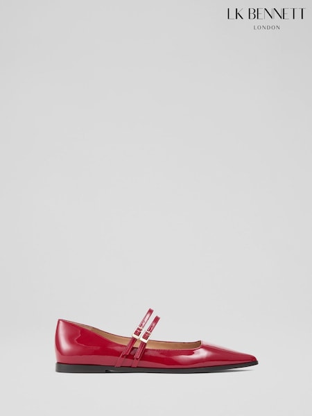 LK Bennett Red Lulu Patent Strap Rand Flat (F34714) | ₪1,152