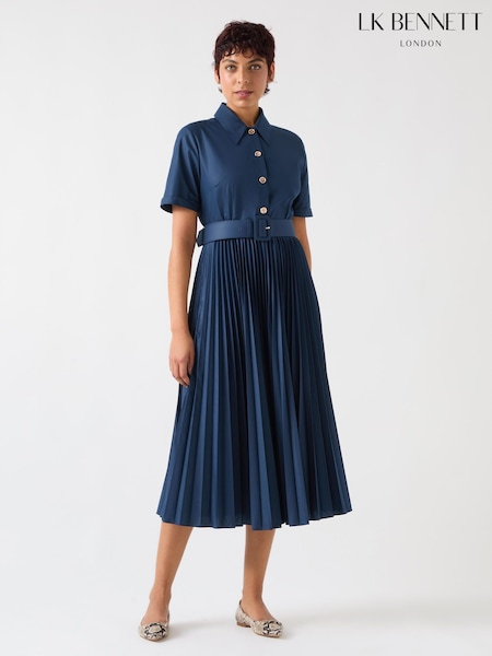 Lk Bennett Cally Spring Pleated Cotton Shirt Dress (F34717) | ‏1,252‏₪