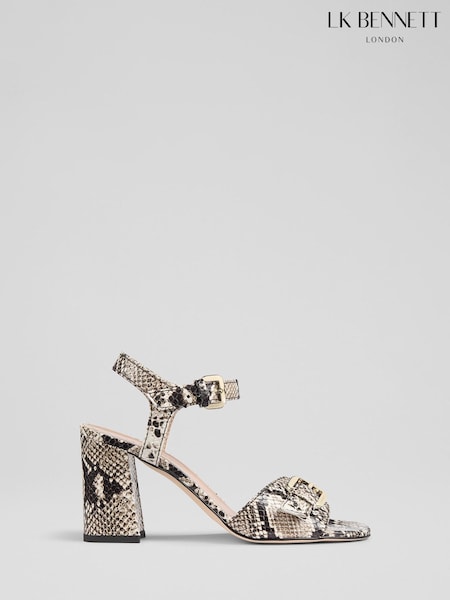 LK Bennett Natural Reeva Snake Effect Oloid Buckle Sandals (F34736) | 1,480 QAR