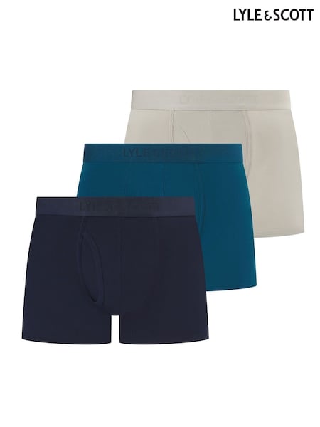 Lyle & Scott Blue Sutherland Premium Underwear Trunks 3 Pack (F34773) | €50