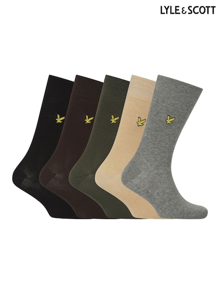Lyle & Scott Black Liam Cotton Socks 5 Pack (F34780) | 114 QAR