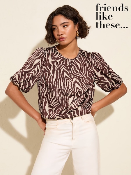 Friends Like These Animal Print Bubble Sleeve Blouse (F34856) | €54.50