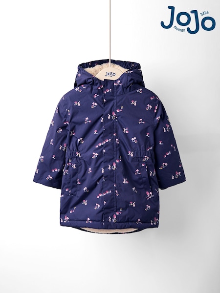 JoJo Maman Bébé Navy Ditsy Borg Lined Parka (F34864) | €74 - €80