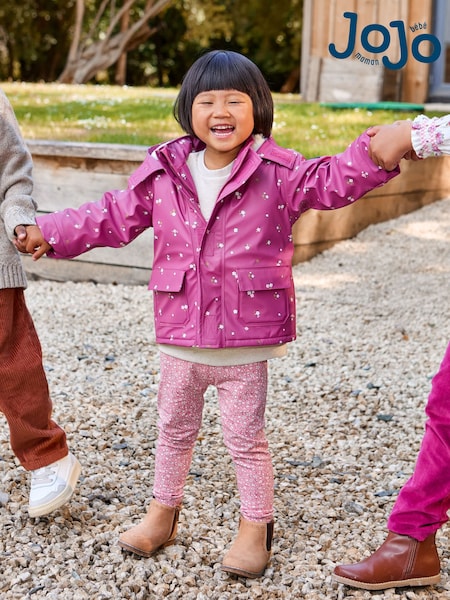 JoJo Maman Bébé Pink Ditsy Waterproof Cosy Lined Jacket (F34871) | AED277 - AED288