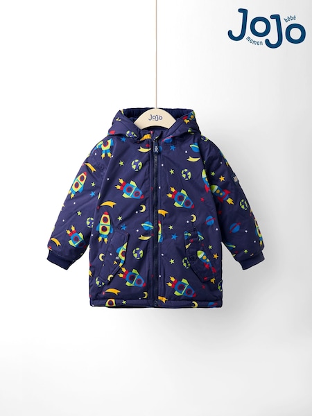 JoJo Maman Bébé Sky Blue Reversible Fleece Lined Jacket (F34880) | €63 - €69