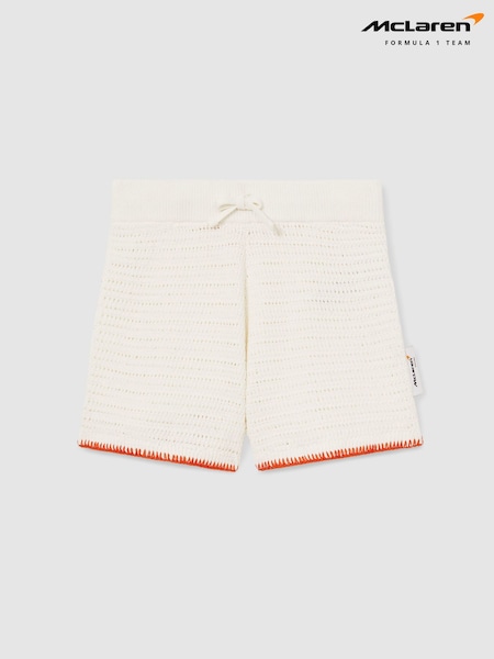 Reiss Off White/Orange Bethany McLaren F1 Team Crochet Shorts (F34903) | kr685